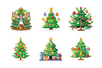Christmas  Tree vector icon set on white background