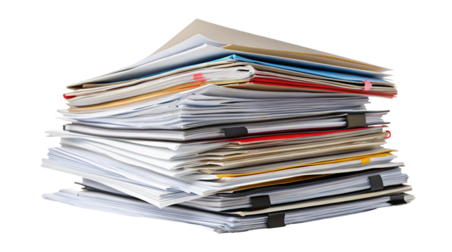 Stack of organized documents for office administration and business paperwork management efficiency