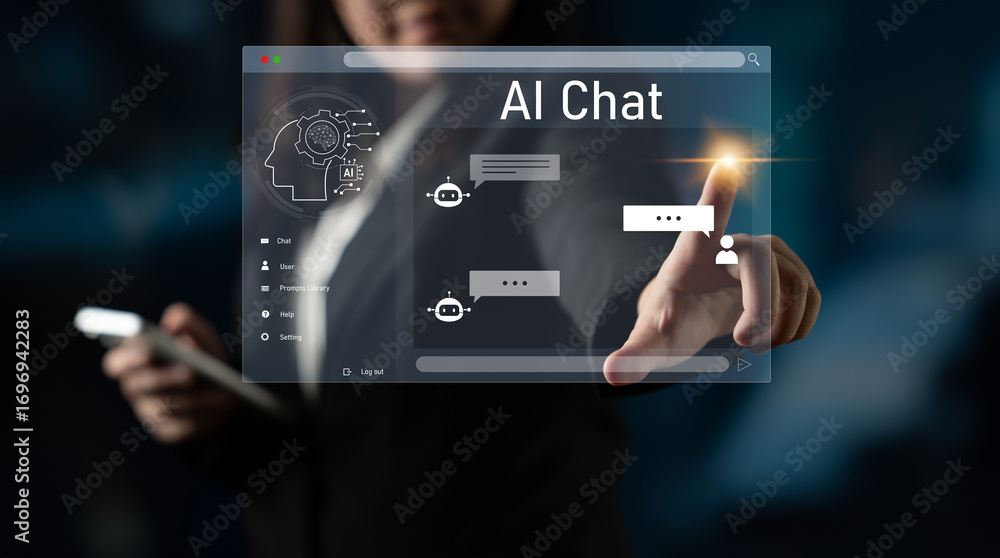 Aufkleber ai chatbot interface facilitates communication, chatbot, and ai interaction for automated user suppo
