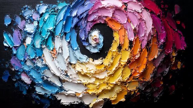 Abstract swirl of vibrant colors blending together on a textured canvas, creating dynamic visual flow