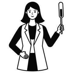 Female doctor holding thermometer on white background