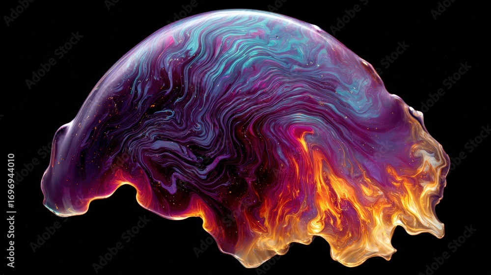 Poster a stunning display of colorful abstract art, with swirling patterns and vibrant hues against a dark 