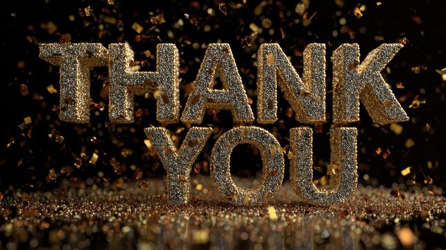 Thank You Message with Golden Glittering Effect.