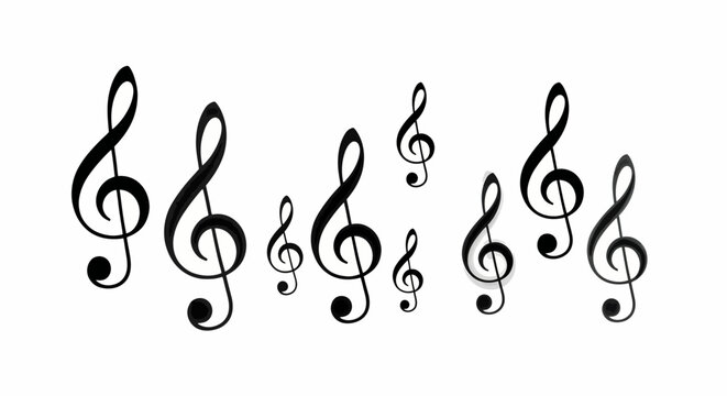 Elegant Treble Clef Collection Minimalist Music Icon Set in Black and White
