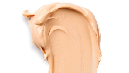 Beige cosmetic cream smear on white surface for beauty product advertisement and makeup tutorial