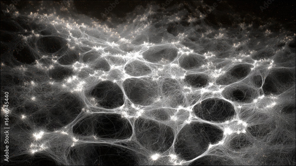 Aufkleber abstract depiction of a luminous cellular structure, with interconnected nodes and a sense of depth 