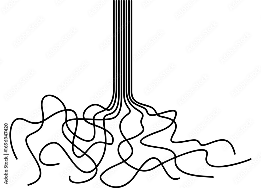 Aufkleber abstract vector spaghetti, pasta. vector pattern of black parallel lines twisted from below in retro