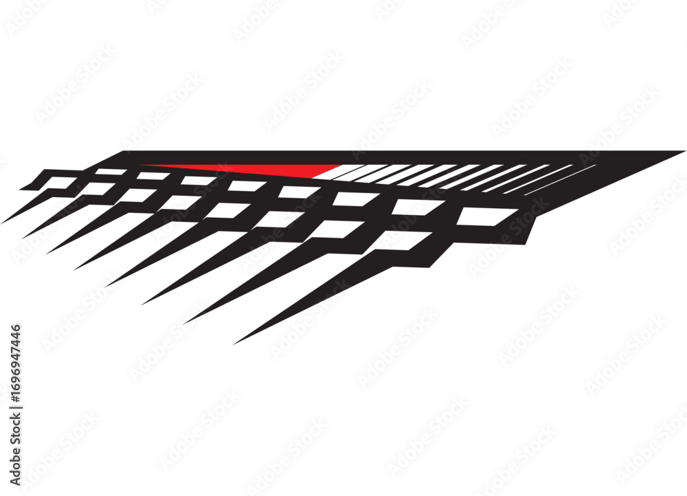 Poster red-black sports design element from broken sharp lines on a white background. decorative vector bac