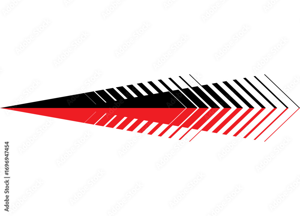 Aufkleber red-black striped vector arrow on a white background. sports pattern of sharp broken lines. pointer,