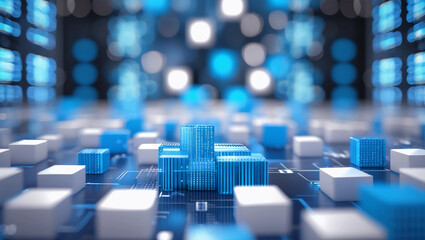 Abstract Data Cube Background – Big Data Storage, Information Servers, Data Science, and Advanced Computer Algorithms Vector Illustration