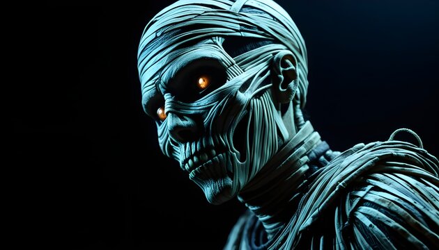 Scary mummy enlighted in the dark - Powered by Adobe