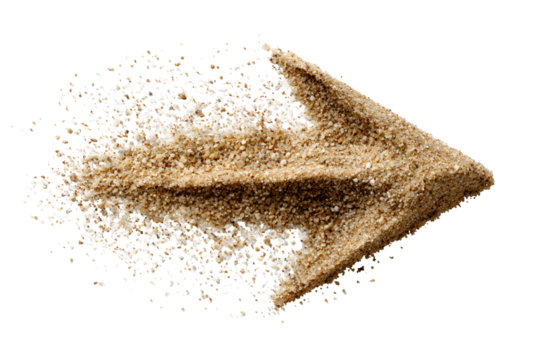 Sand arrow disintegration motion design abstract art