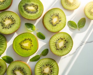 Fototapeta premium Sliced kivi in natural Light 