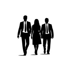 Confident business professionals stride forward together creating dynamic teamwork and forward momentum