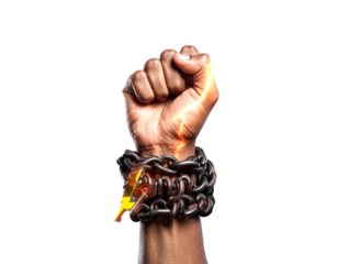 Empowered Fist Illustration with Lightning Bolts PNG