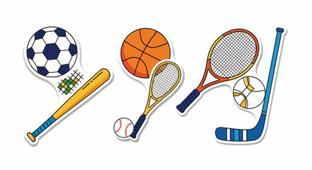 Vector illustration set of various sports equipment icons for athletic games and competition