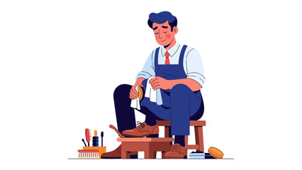 Artisan's Craft: An artisan meticulously polishes footwear, embodying skilled craftsmanship and attention to detail.