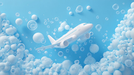 Cartoon Airplane and Clouds Against Blue Background"
图片 2