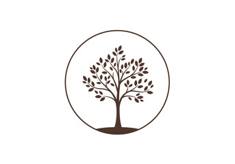 Simple Tree Illustration in a Circle for Environmental Themes.