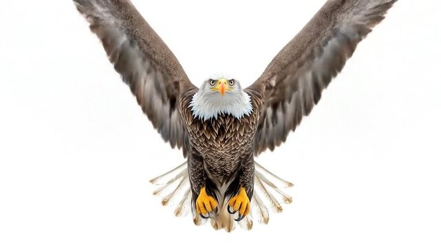 Bald Eagle Landing with Wings Spread.