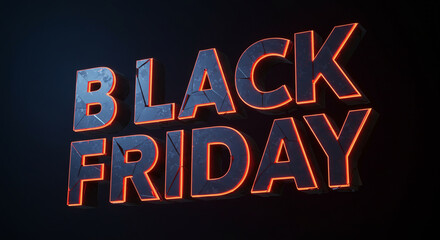 Black friday sale promotion with glowing text effect on dark background
