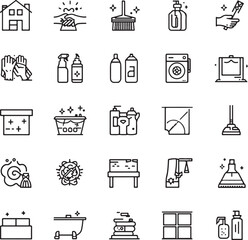 Cleaning housekeeping and hygiene icon set