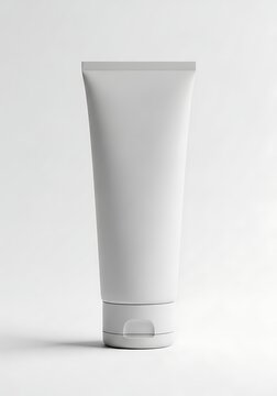 Blank White Cosmetic Tube Mockup on a White Background