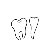 Teeth cartoon outline icon. Cute vector isolated illustration.