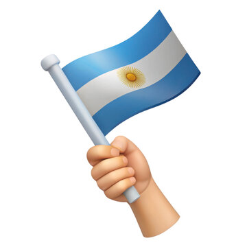 3D Render Hand Holding Argentina Flag