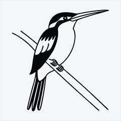 Obraz premium Kingfisher line art White background illustration Generative Ai