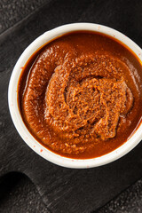 Miso paste spice thick soybean paste for cooking Japanese food tasty snack fresh delicious gourmet food background on the table rustic food top view copy space