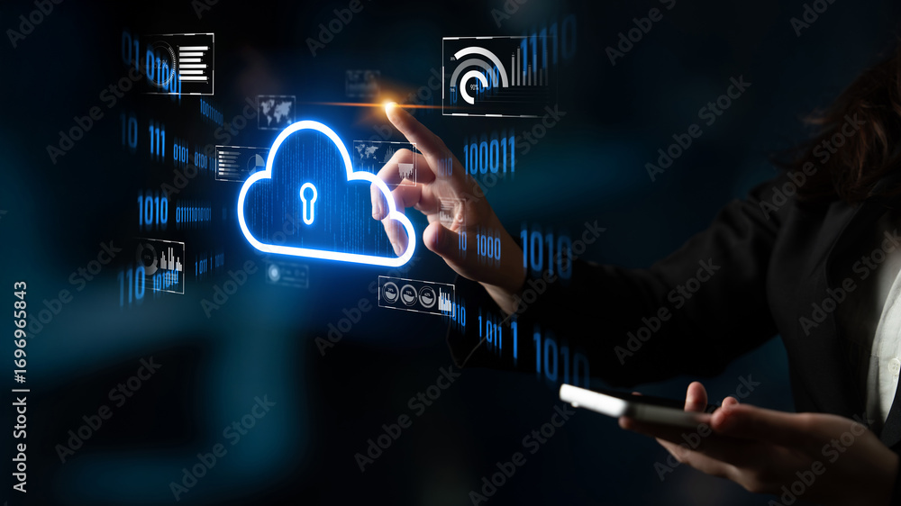 Aufkleber cloud computing enables digital growth with secure data storage, scalable infrastructure, and strate