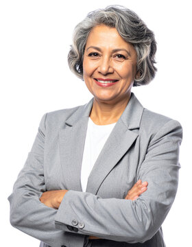portrait of senior businesswoman isolated on transparent background