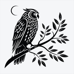 Obraz premium Owl line art White background illustration Generative Ai