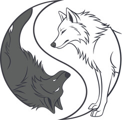 Obraz premium A vector illustration of a wild wolf head silhouette in black and white