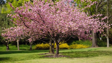 Naklejka premium Pink flower tree in spring