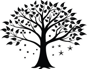 Obraz premium Four Season Tree Silhouette Art | Seasonal Tree Four Seasons Vector