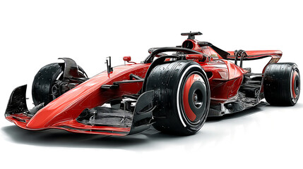 red Formula One car on a transparent background