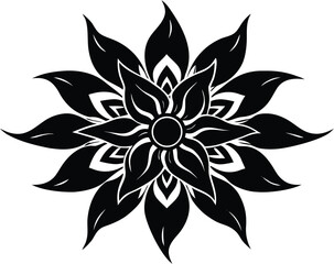 Tribal Flower Art Silhouette Design | Tribal Floral Pattern Vector Artwork