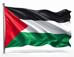 Obraz premium Waving Flag Of Palestine White Background Vector Illustration