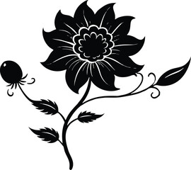 Whimsical Flower Silhouette Design | Whimsical Floral Vector Illustration
