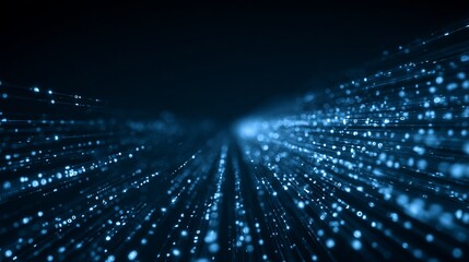 Fototapeta premium Dynamic abstract blue digital data streams flowing through futuristic network, representing information transfer and global connectivity with glowing particles