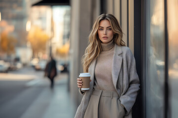 Street style: kobieta z kawą – modny look