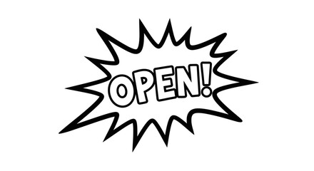 Black and White Open Comic Burst Illustration