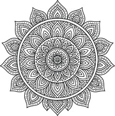traditional Mandala Line Art Design 