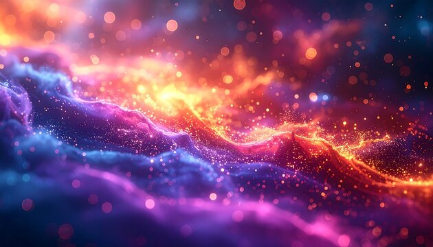 Abstract glowing particles landscape