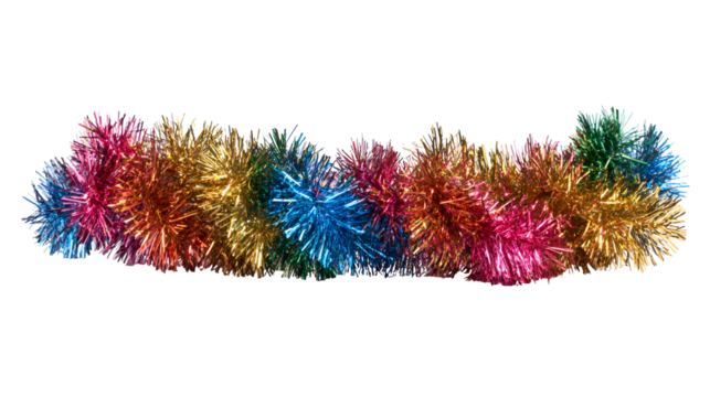 Colorful metallic tinsel garland festive decoration holiday celebration