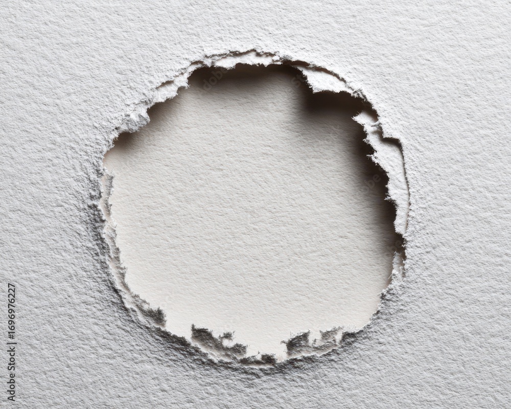Poster jagged circle element: isolated blank paper fragment on white background for creative design