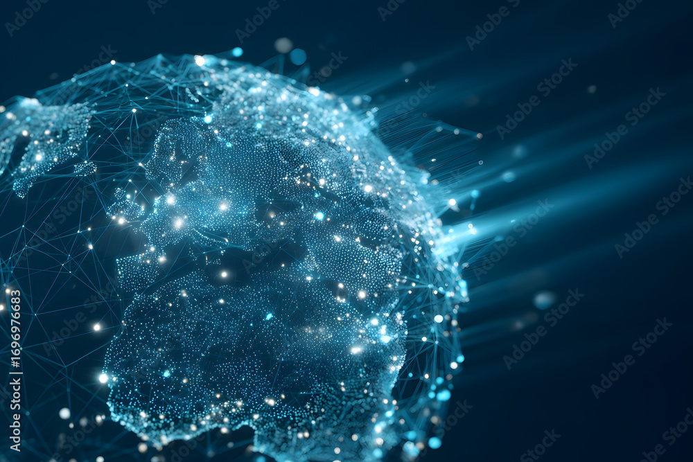 Poster modern technology data science and global network. gnerative ai