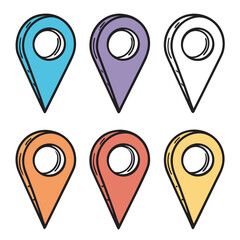 Vibrant location pin collection for modern maps and navigation apps, ideal for travel blogs, app interfaces, and creative projects